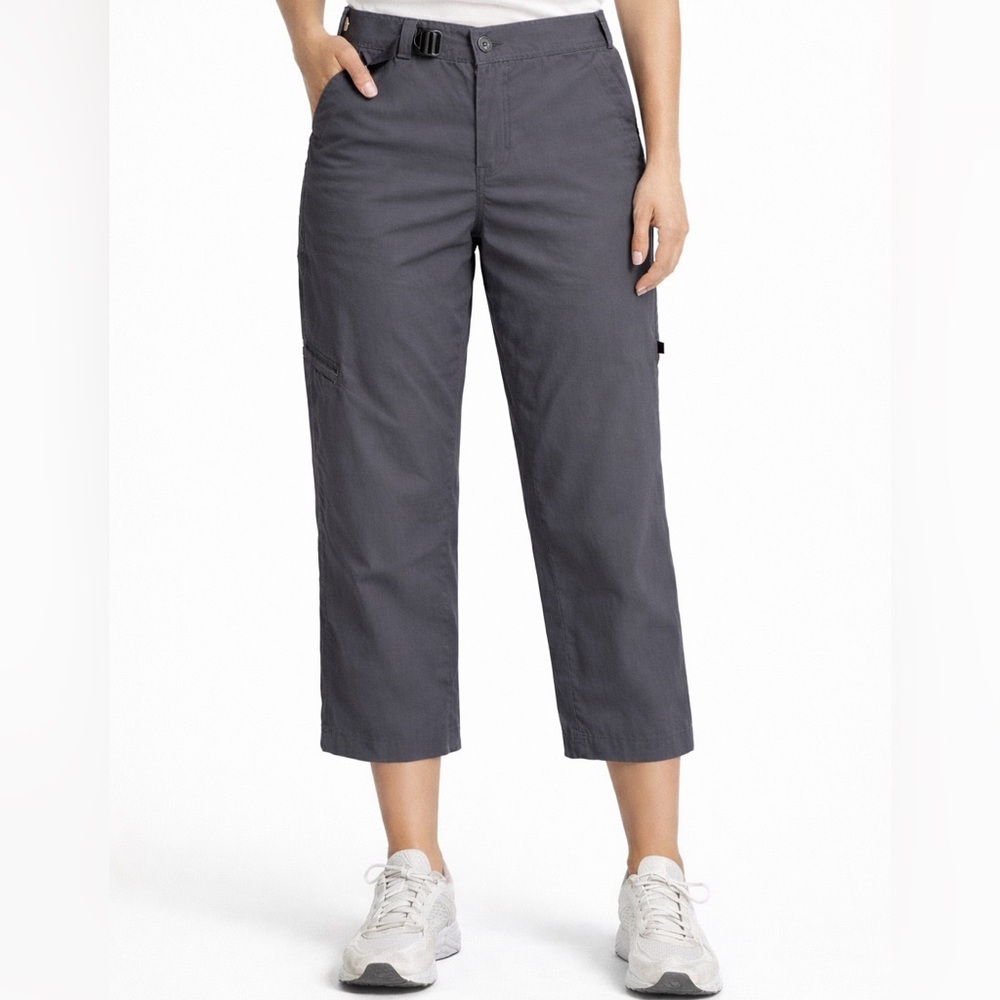 Prana Breathe Capri Pants Medium Grey Hiking Travel Cropped Stretch Outdoor